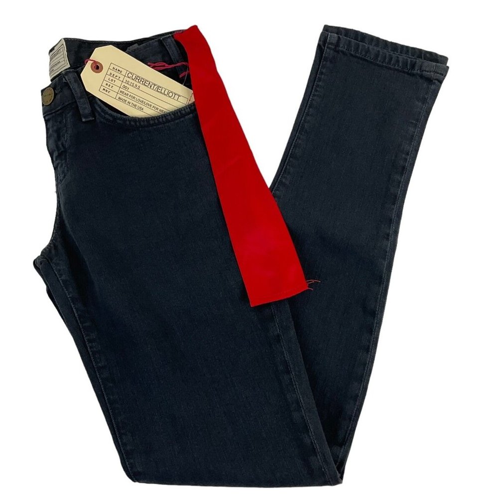 Current/Elliott Jeans Women's Sz 30" Black The Skinny Jett Straight Denim Nwt - Picture 3 of 12
